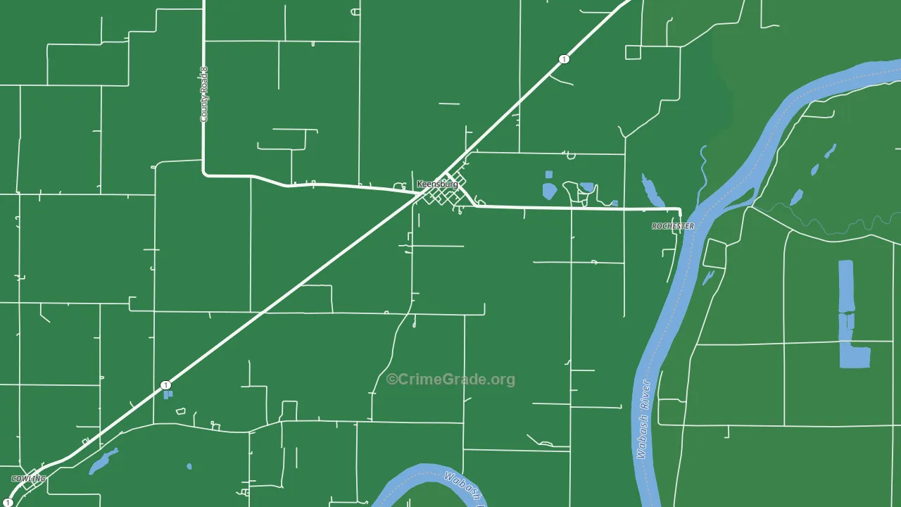 Keensburg, IL Map of Vehicle Theft Rates
