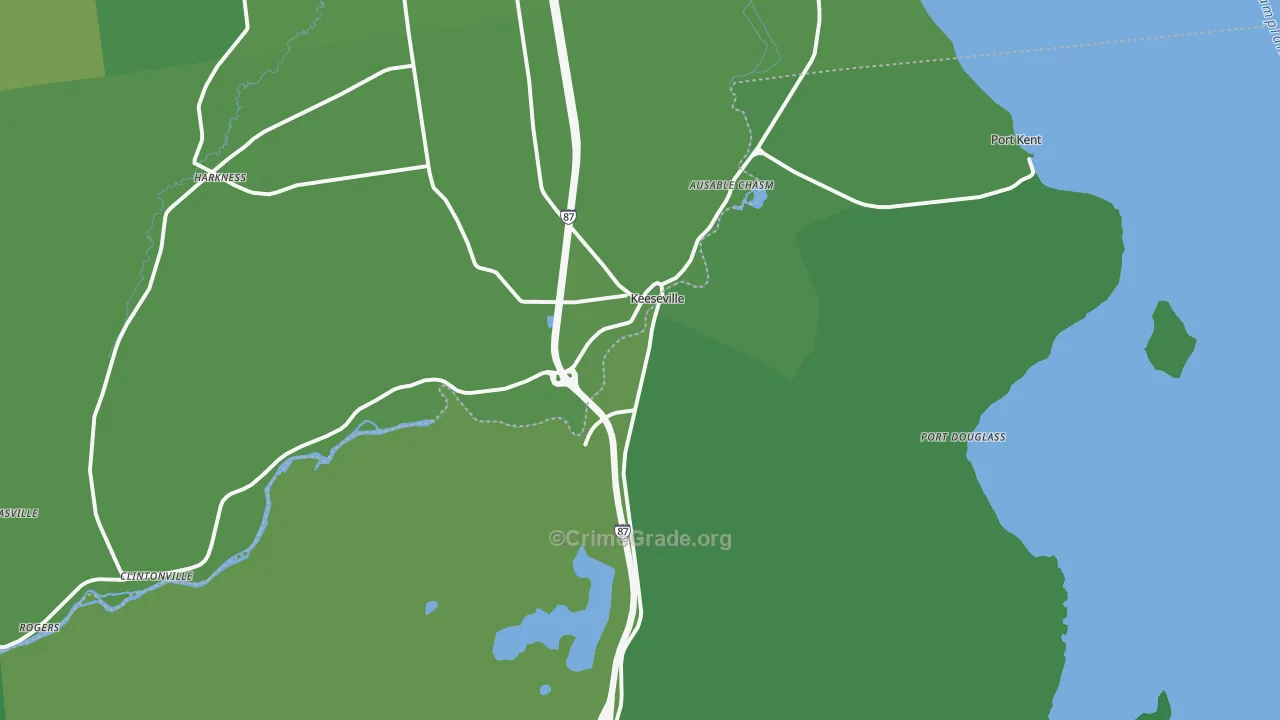 Keeseville, NY Map of Vehicle Theft Rates