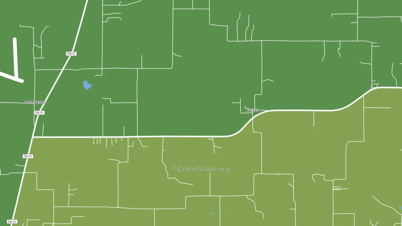 Keeter, TX Map of Vehicle Theft Rates