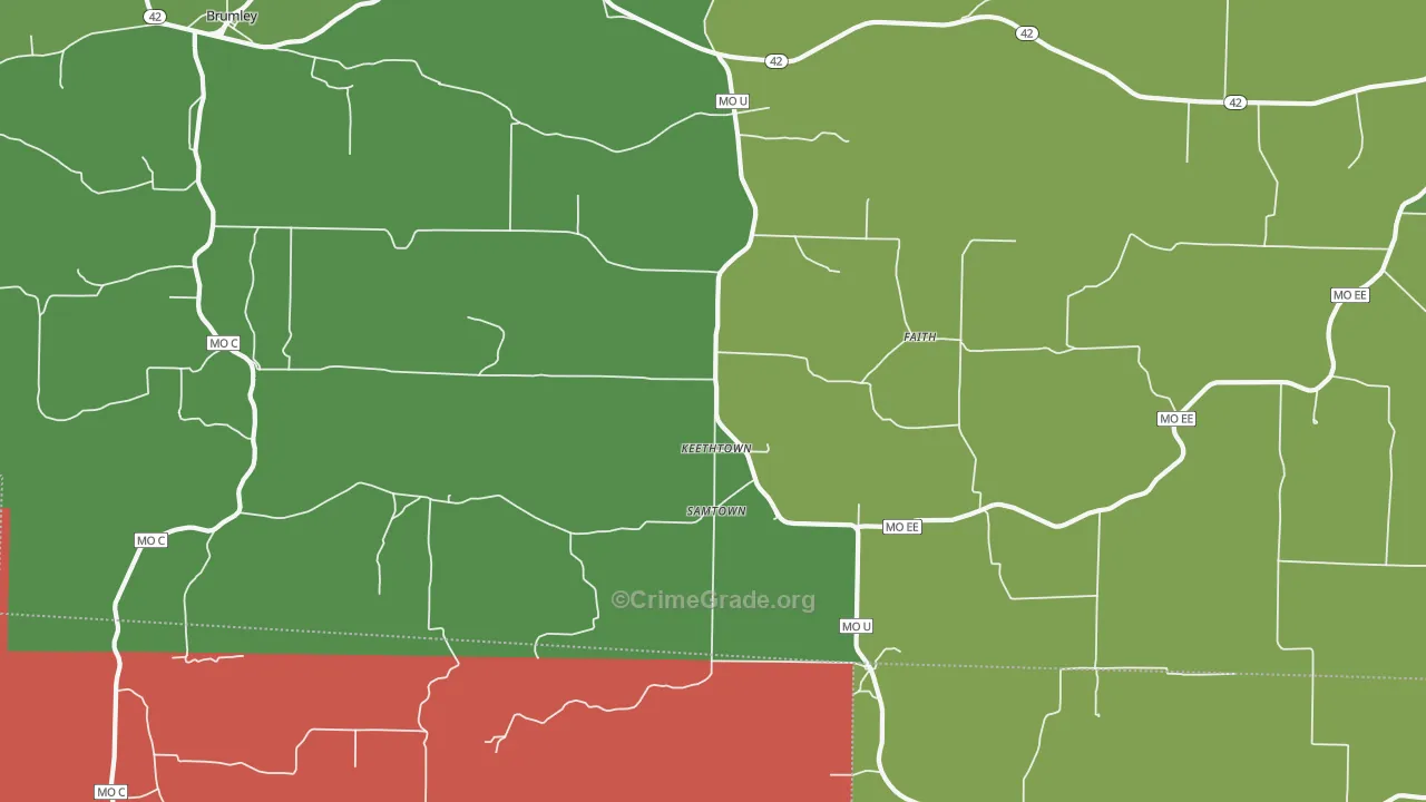 Keethtown, MO Map of Vehicle Theft Rates