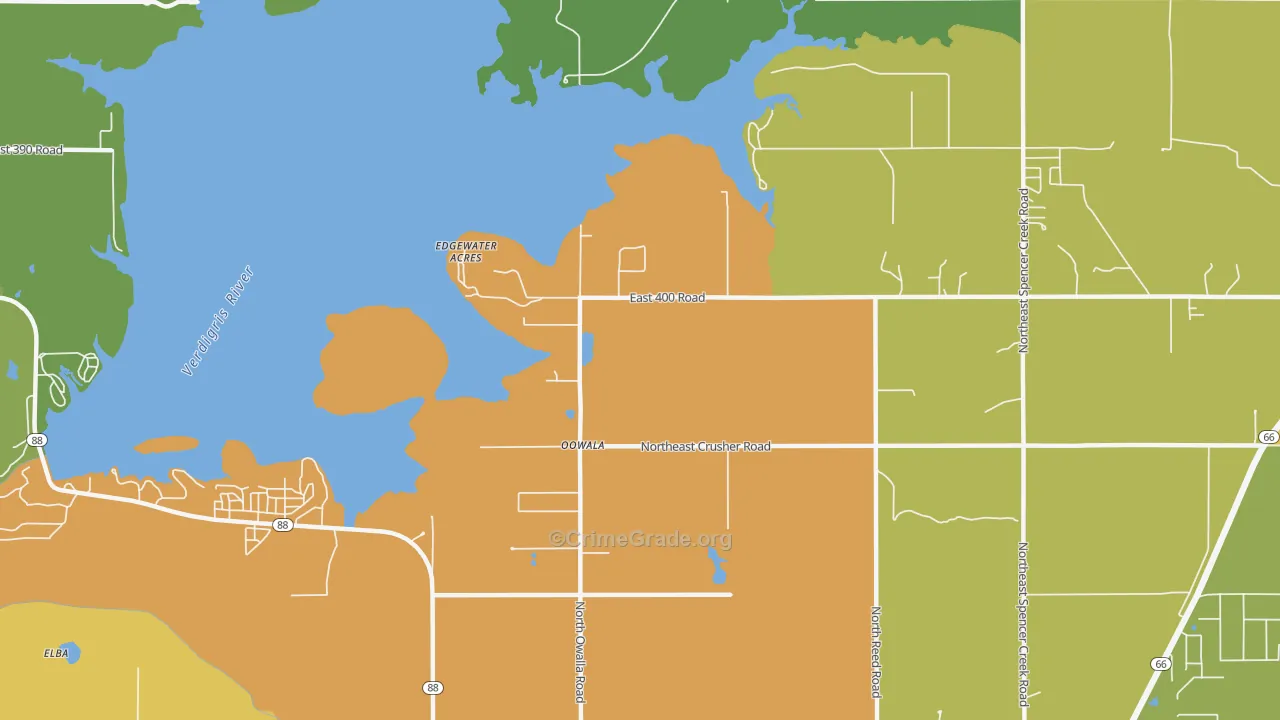 Keetonville, OK Map of Vehicle Theft Rates