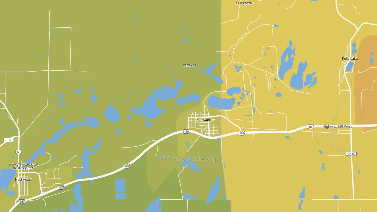 Keewatin, MN Map of Vehicle Theft Rates