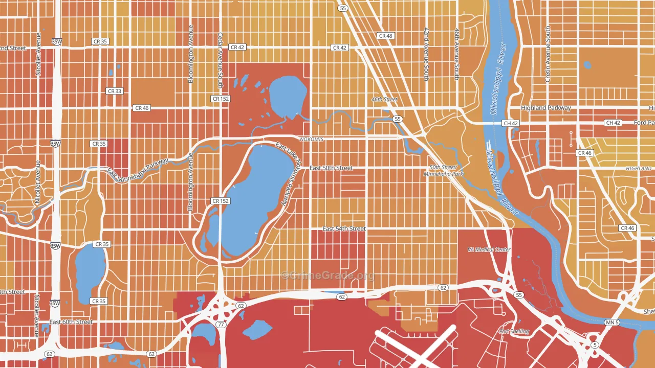 Keewaydin, Minneapolis, MN Map of Vehicle Theft Rates
