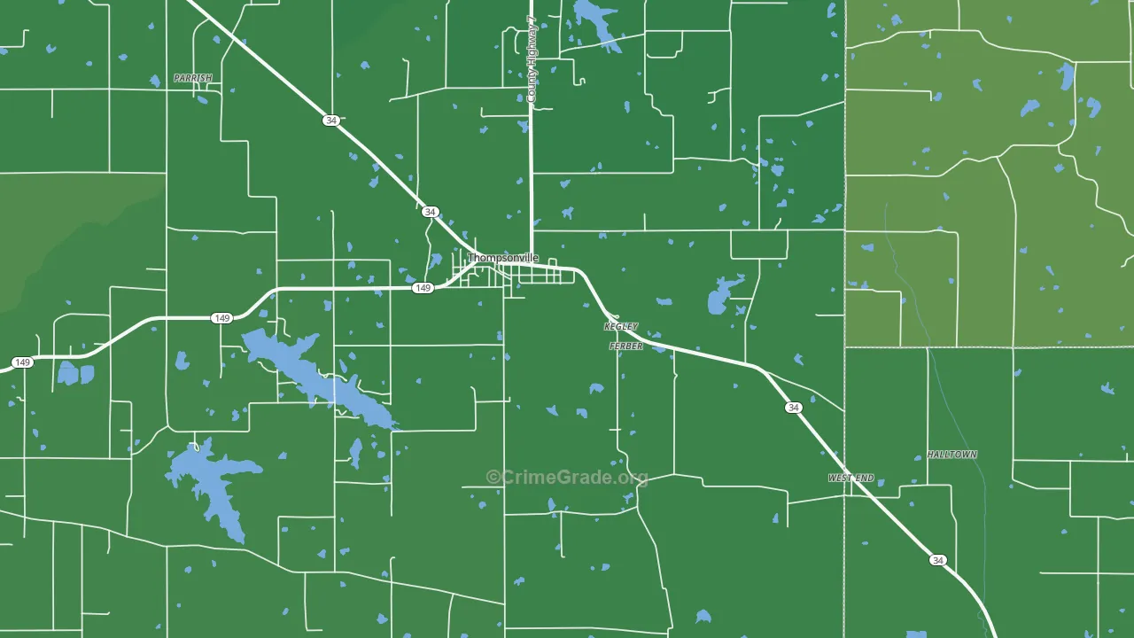 Kegley, IL Map of Vehicle Theft Rates
