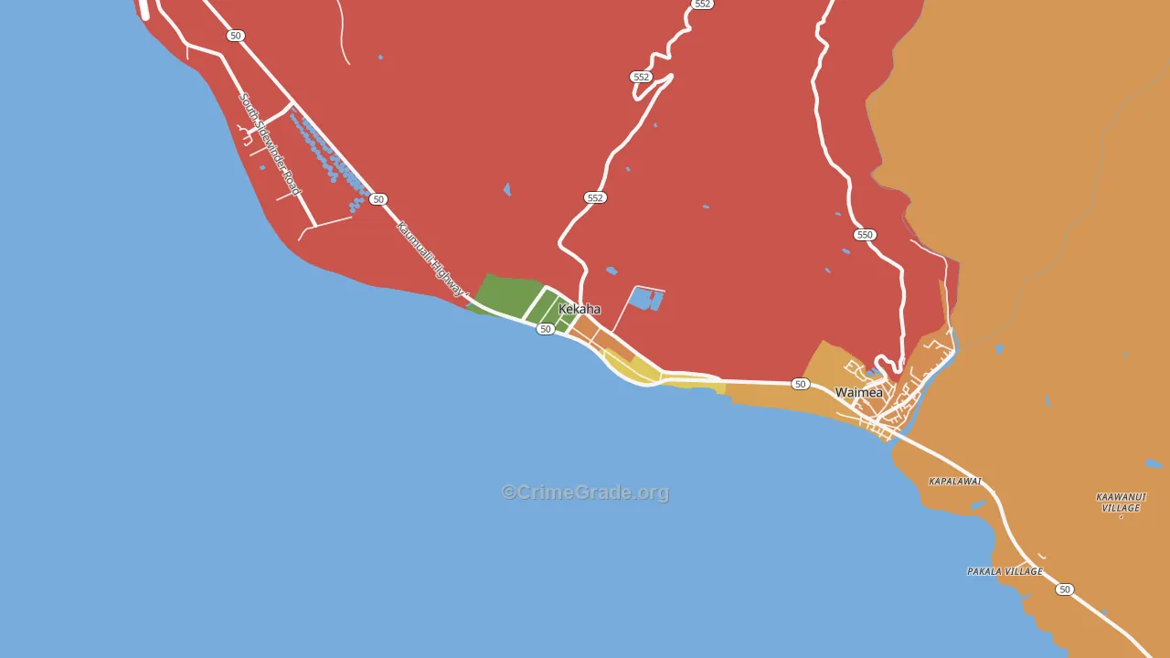 Kekaha, HI Map of Vehicle Theft Rates