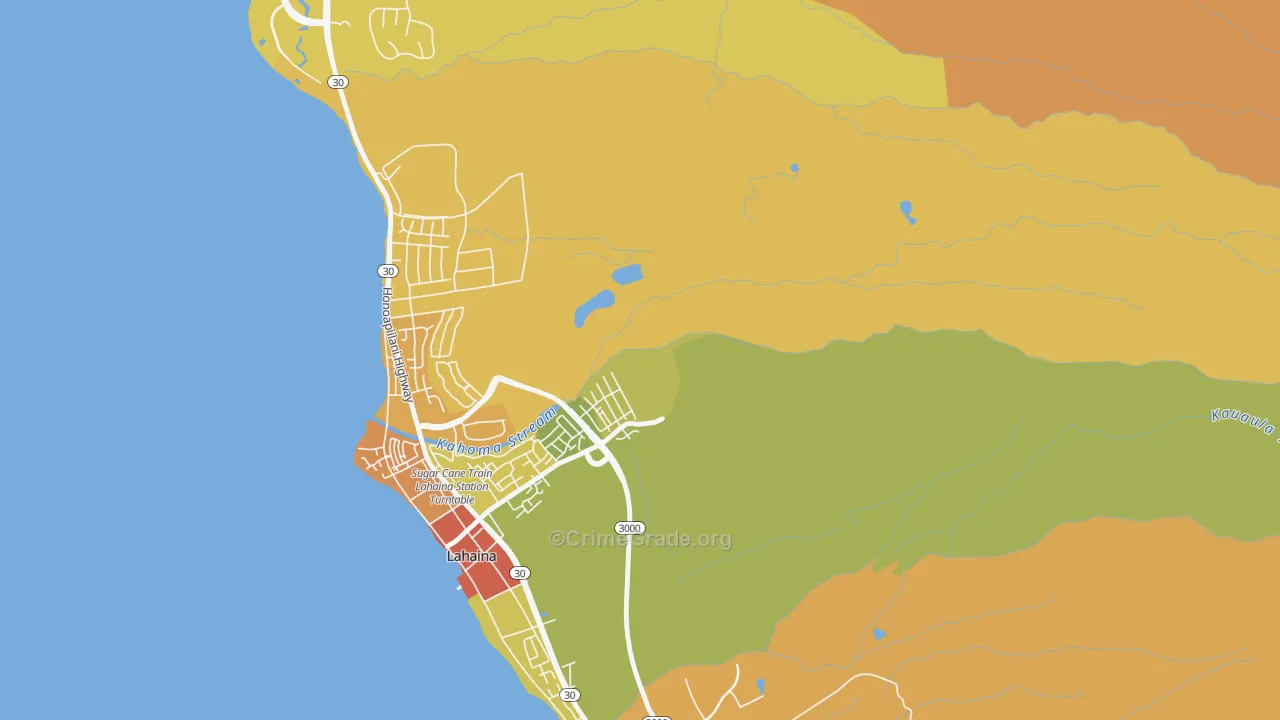 Kelawea, HI Map of Vehicle Theft Rates
