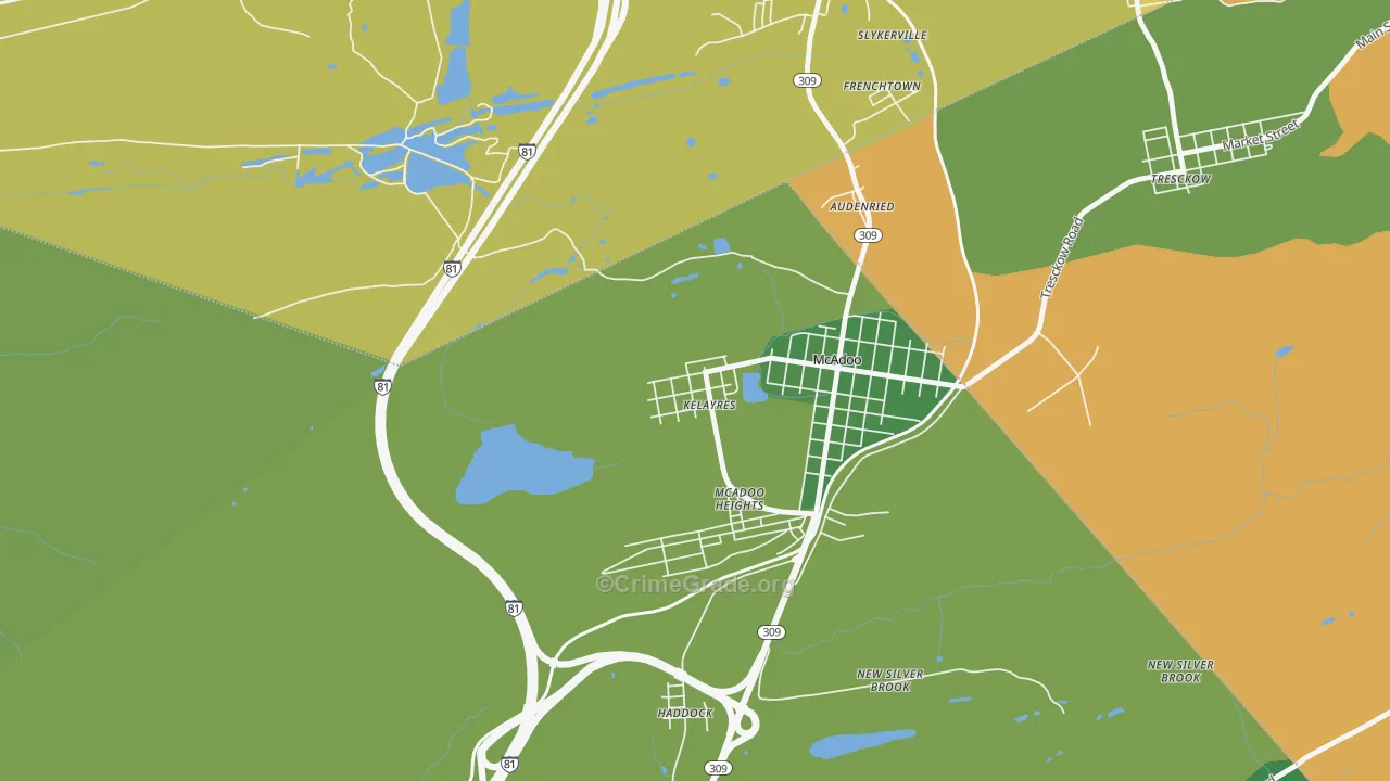 Kelayres, PA Map of Vehicle Theft Rates