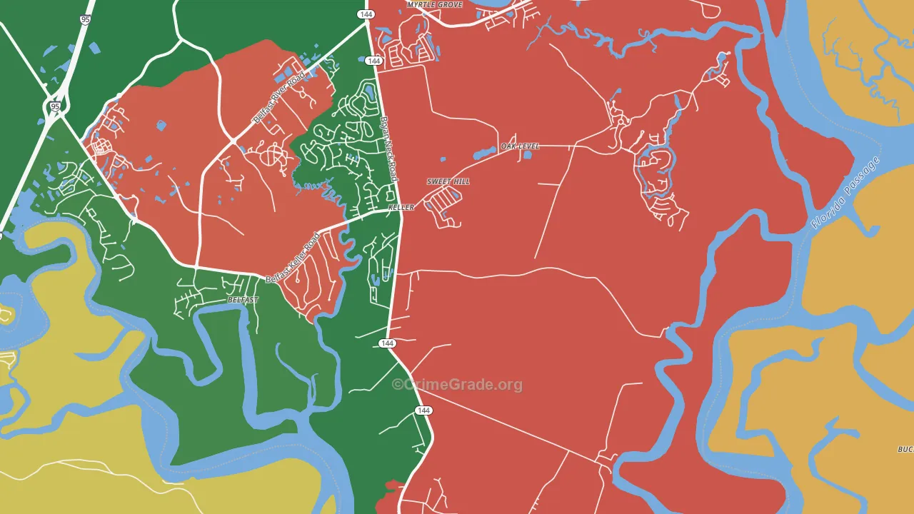 Keller, GA Map of Vehicle Theft Rates