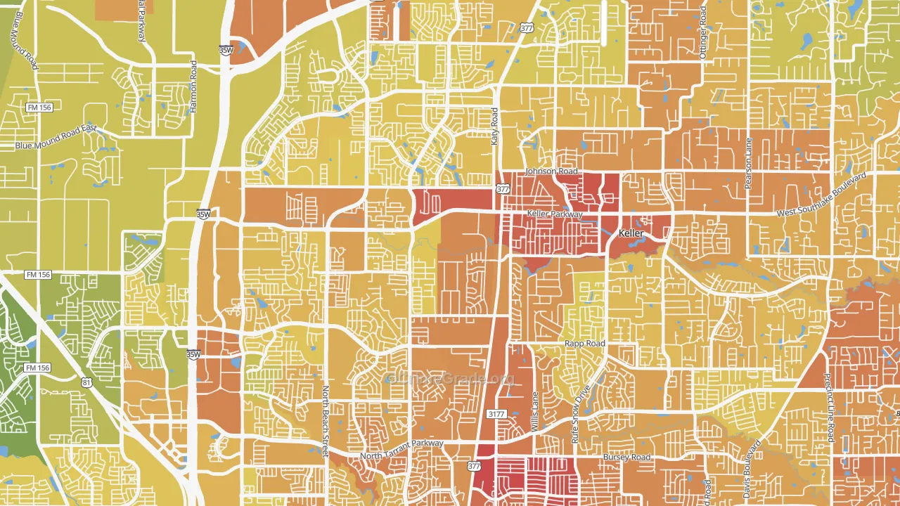 Keller, TX Map of Vehicle Theft Rates