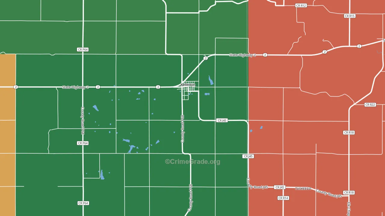 Kellerton, IA Map of Vehicle Theft Rates