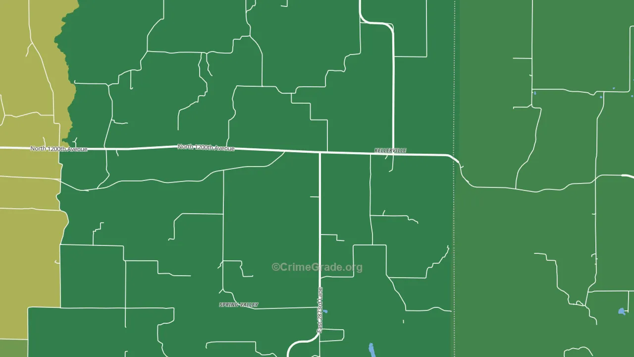 Kellerville, IL Map of Vehicle Theft Rates