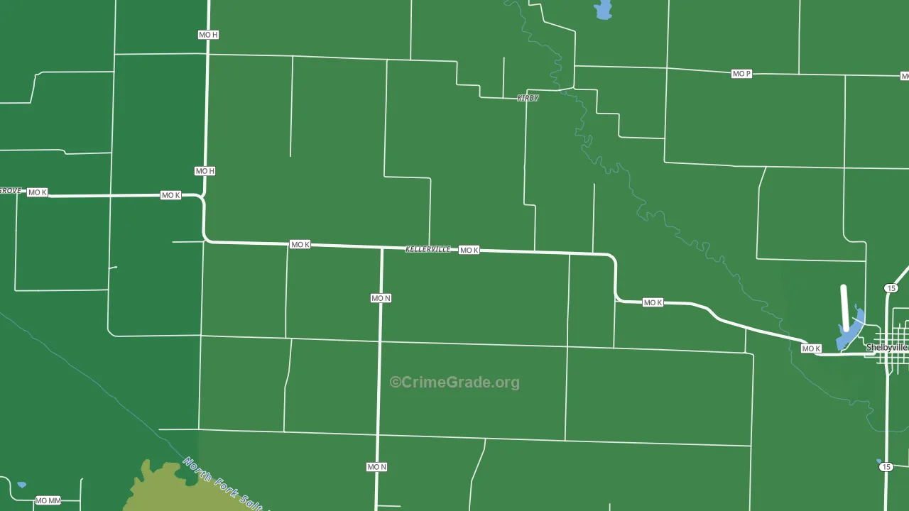 Kellerville, MO Map of Vehicle Theft Rates