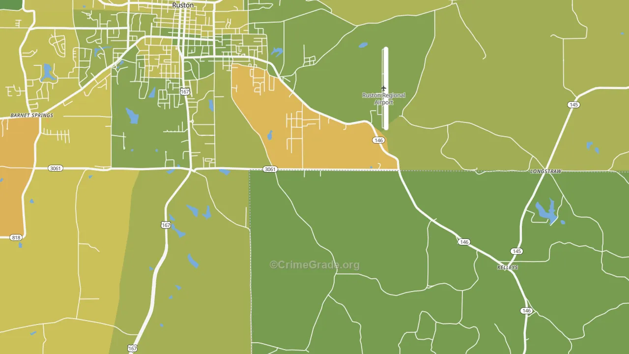 Kelleys, LA Map of Vehicle Theft Rates