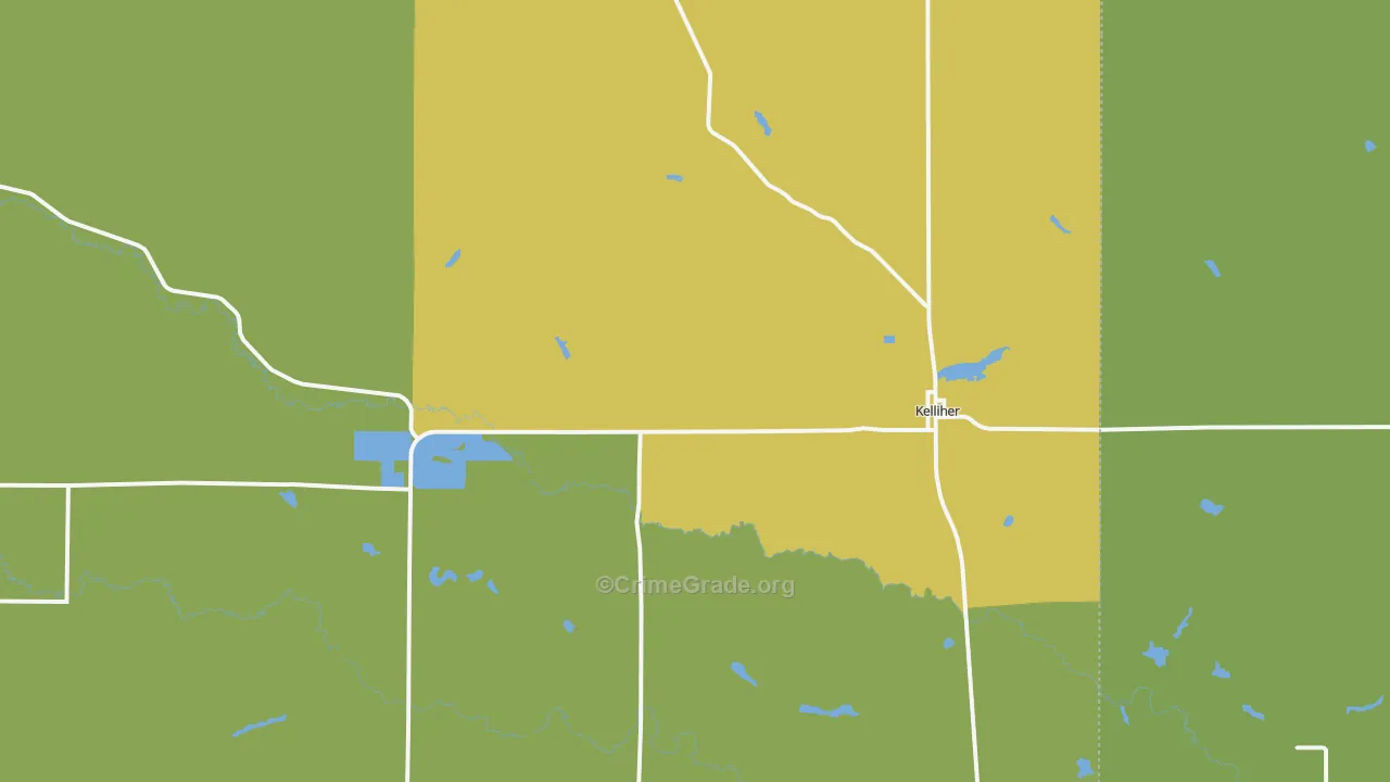 Kelliher, MN Map of Vehicle Theft Rates