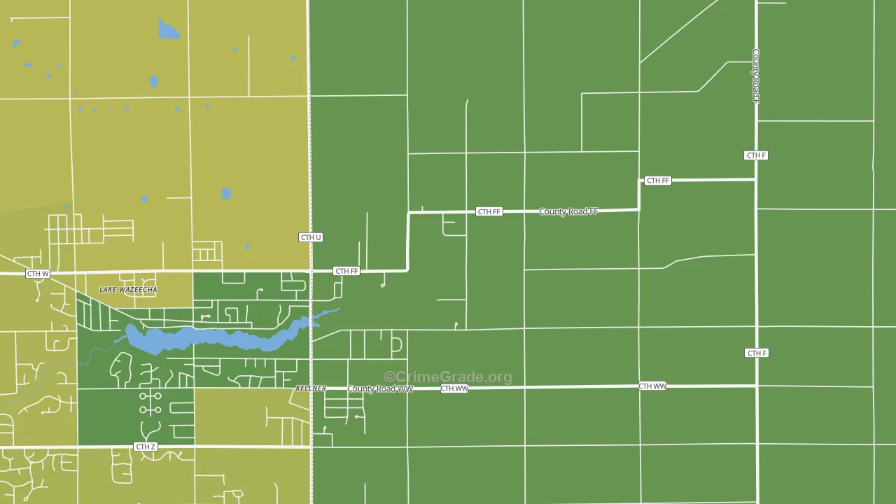 Kellner, WI Map of Vehicle Theft Rates