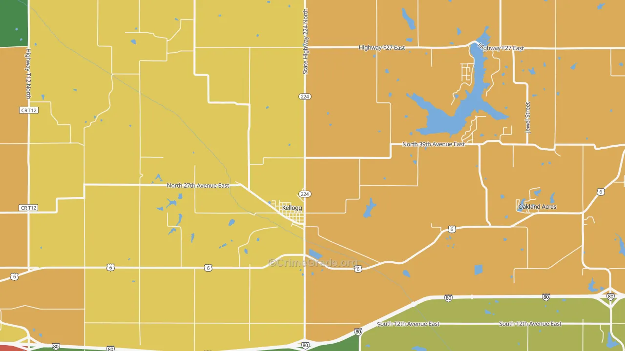 Kellogg, IA Map of Vehicle Theft Rates