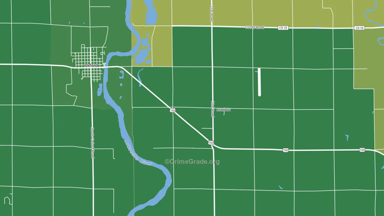 Kellogg, KS Map of Vehicle Theft Rates