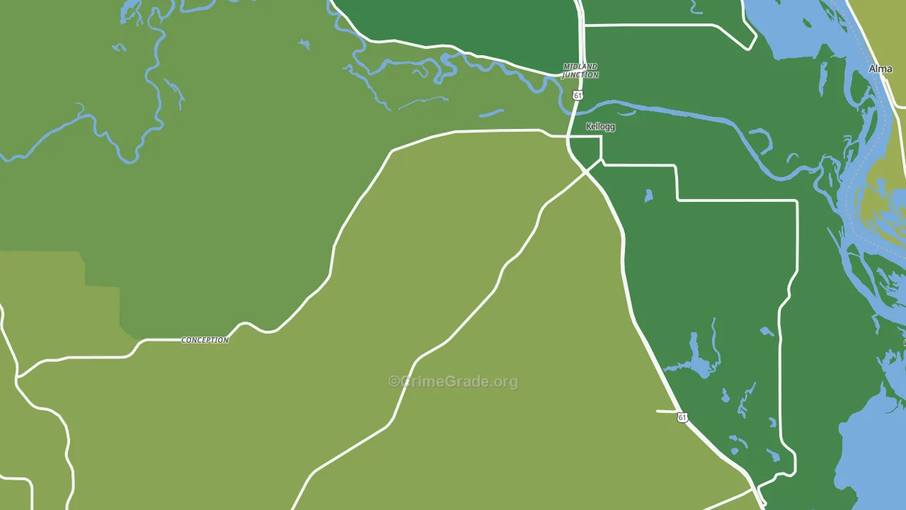 Kellogg, MN Map of Vehicle Theft Rates