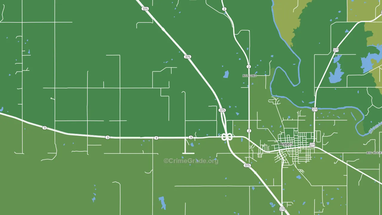 Kellond, OK Map of Vehicle Theft Rates