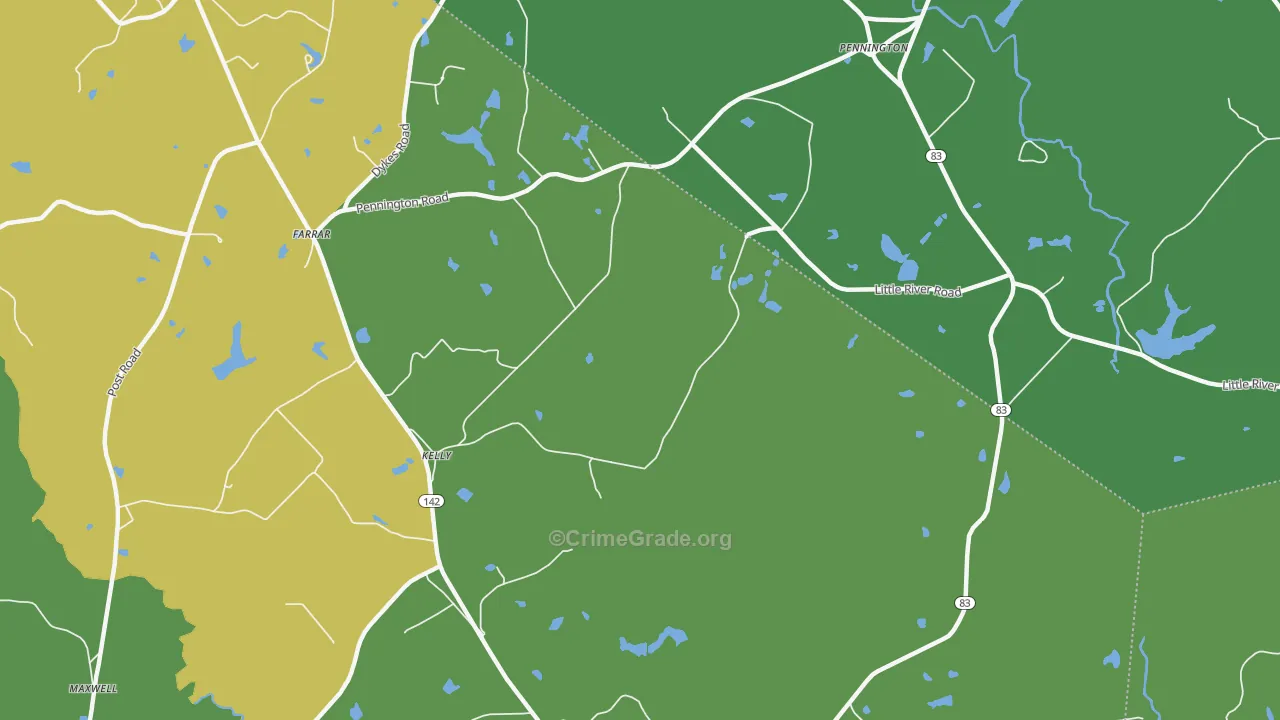 Kelly, GA Map of Vehicle Theft Rates