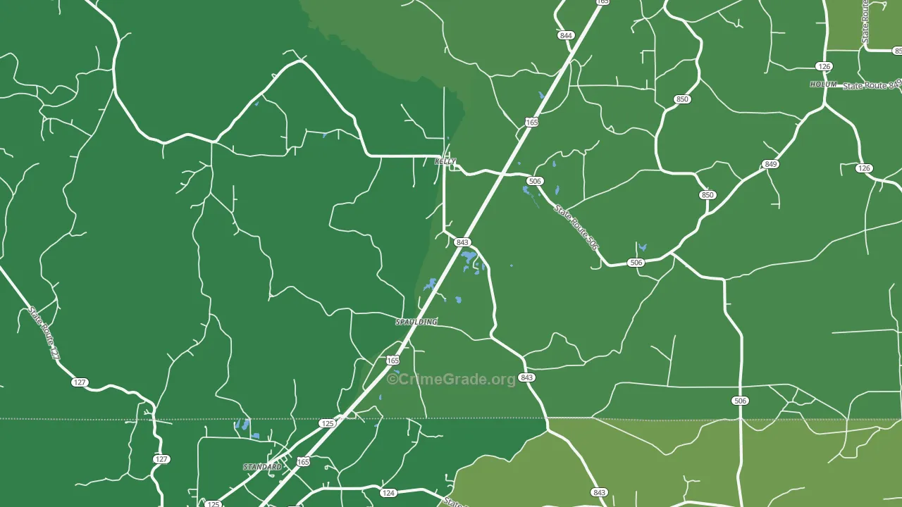 Kelly, LA Map of Vehicle Theft Rates