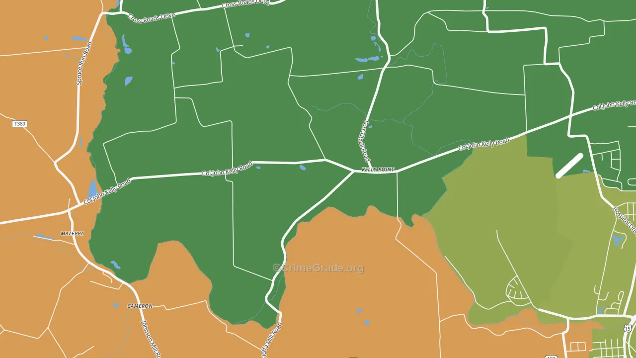 Kelly Point, PA Map of Vehicle Theft Rates