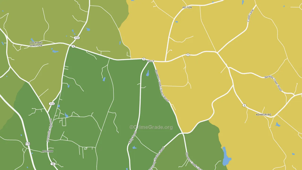 Kelly, SC Map of Vehicle Theft Rates