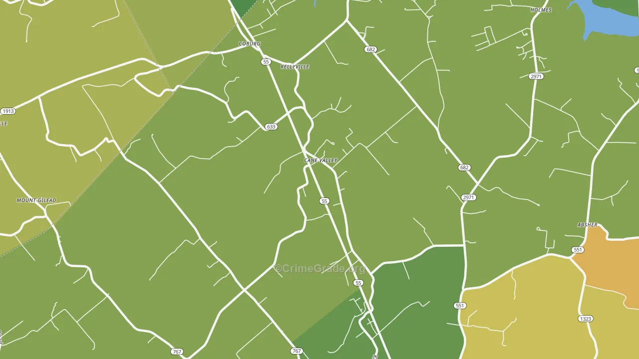 Kellyville, KY Map of Vehicle Theft Rates