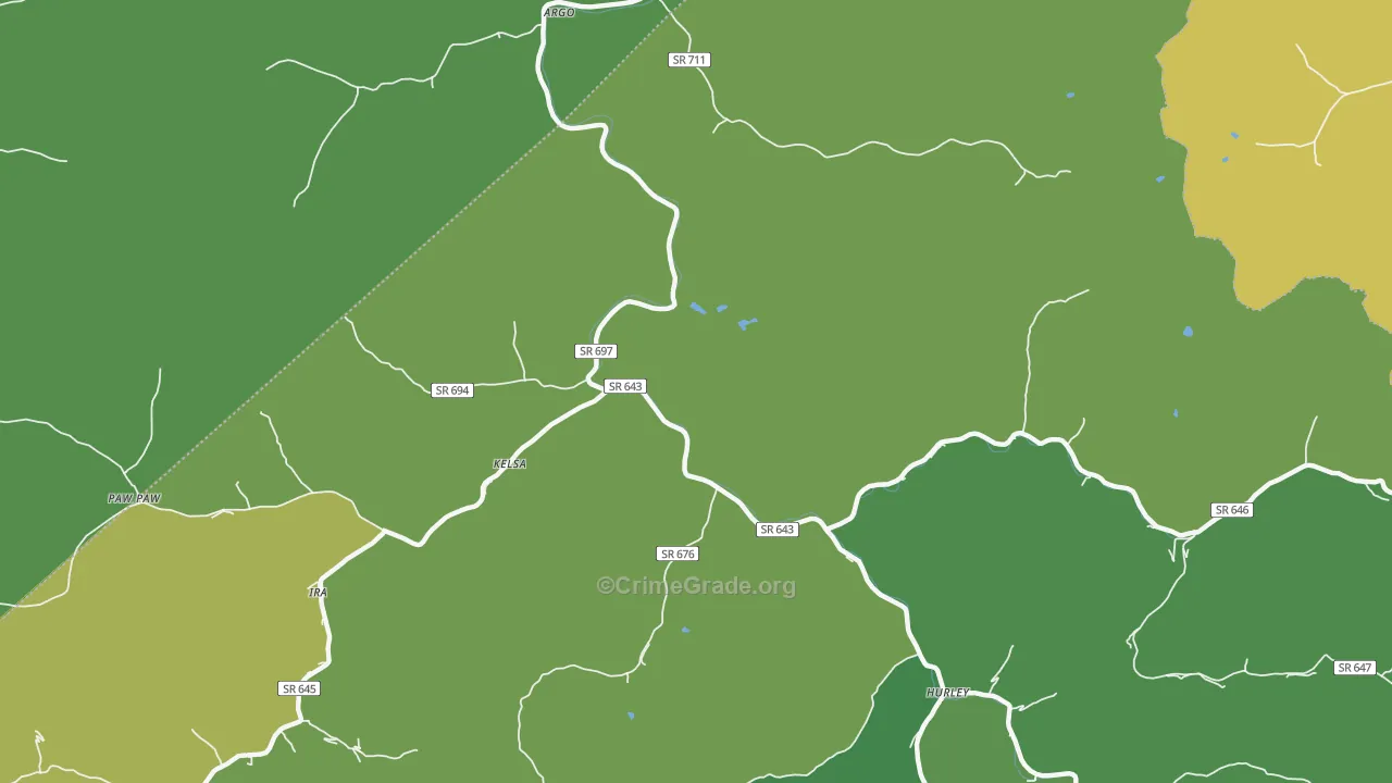 Kelsa, VA Map of Vehicle Theft Rates