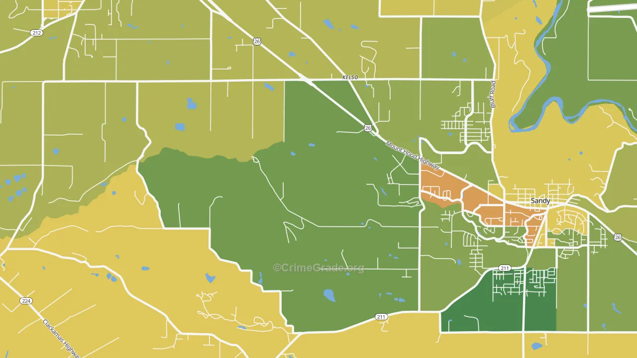 Kelso, OR Map of Vehicle Theft Rates