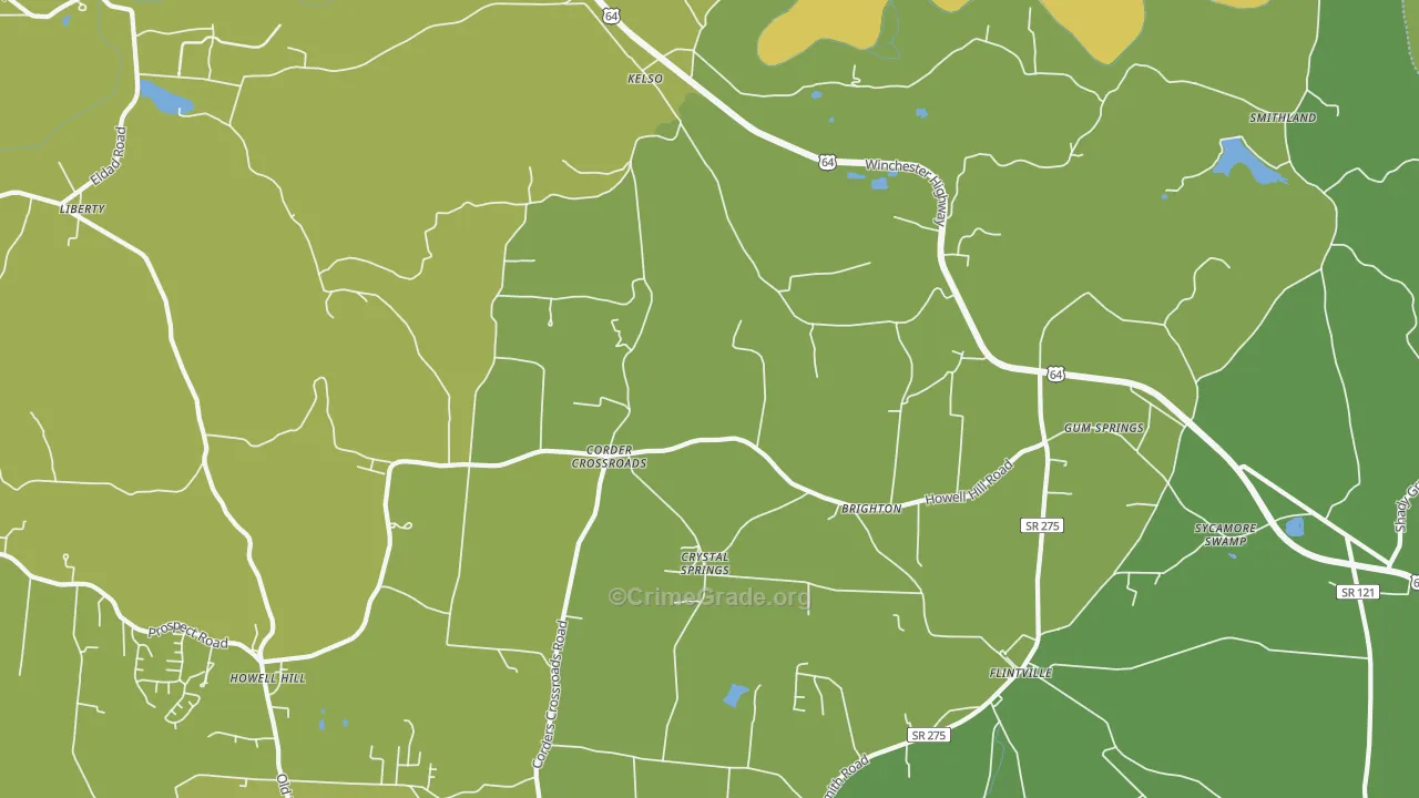 Kelso, TN Map of Vehicle Theft Rates
