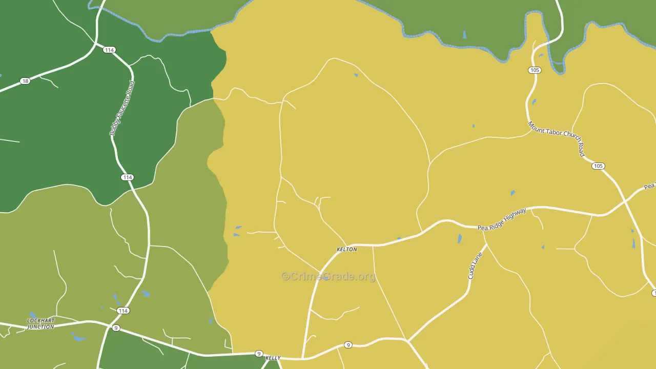 Kelton, SC Map of Vehicle Theft Rates
