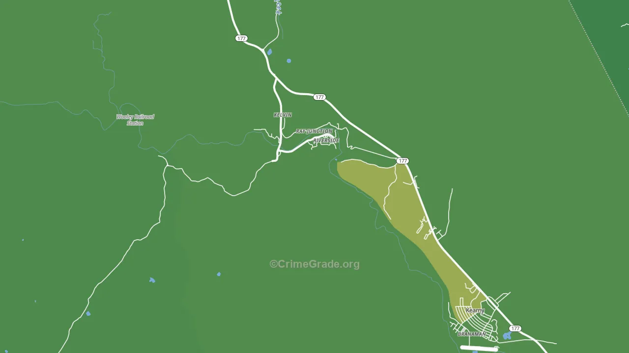 Kelvin, AZ Map of Vehicle Theft Rates