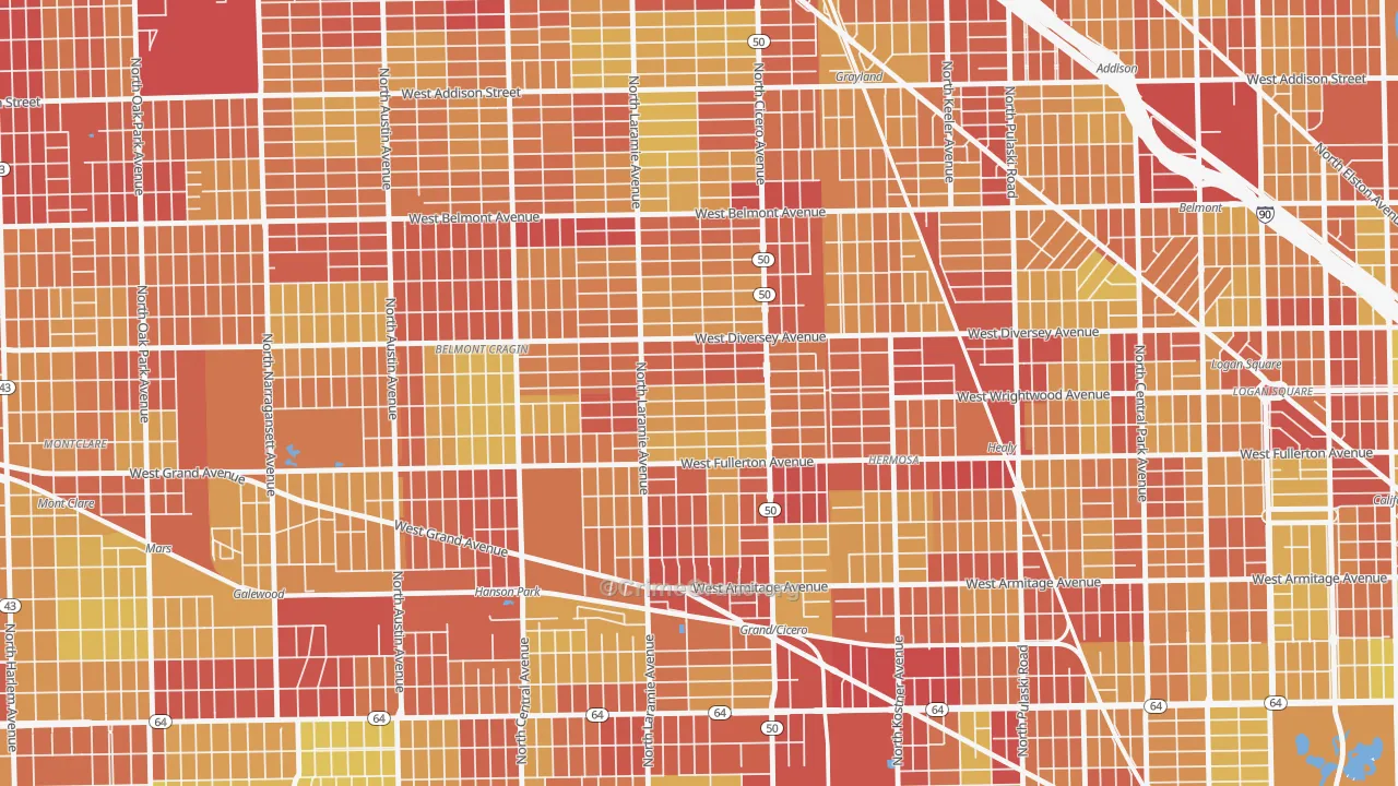 Kelvyn Grove, Chicago, IL Map of Vehicle Theft Rates