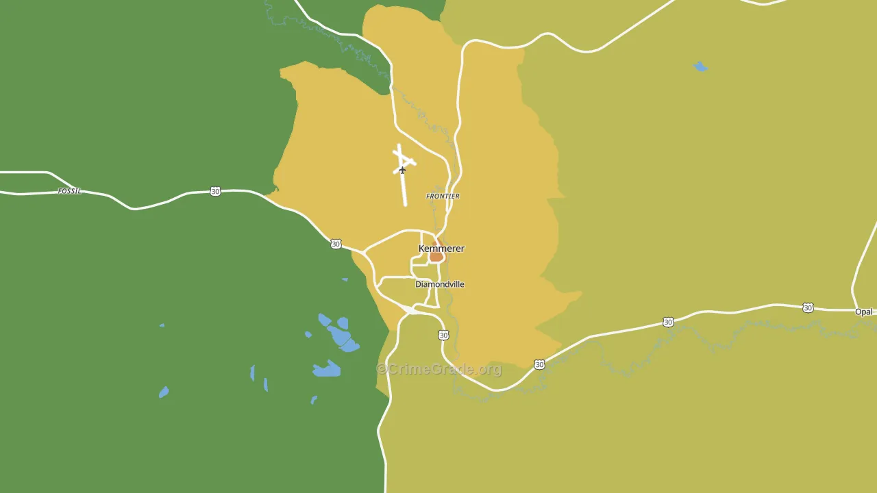 Kemmerer, WY Map of Vehicle Theft Rates