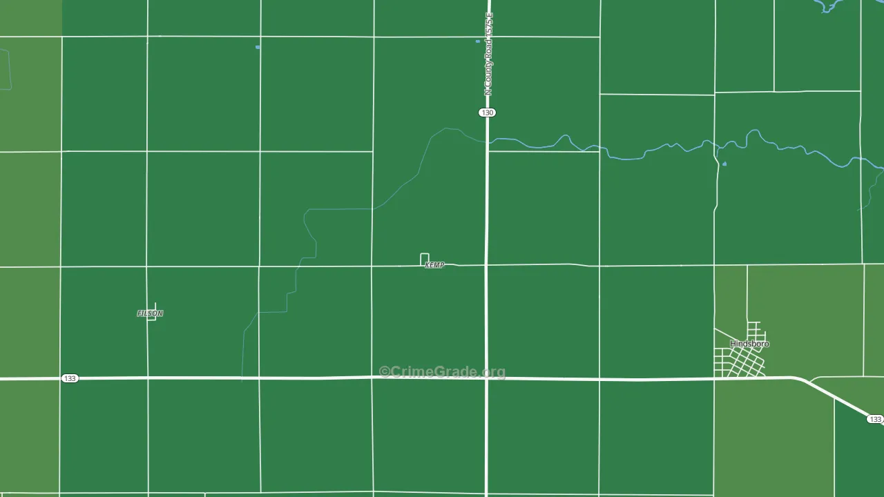 Kemp, IL Map of Vehicle Theft Rates