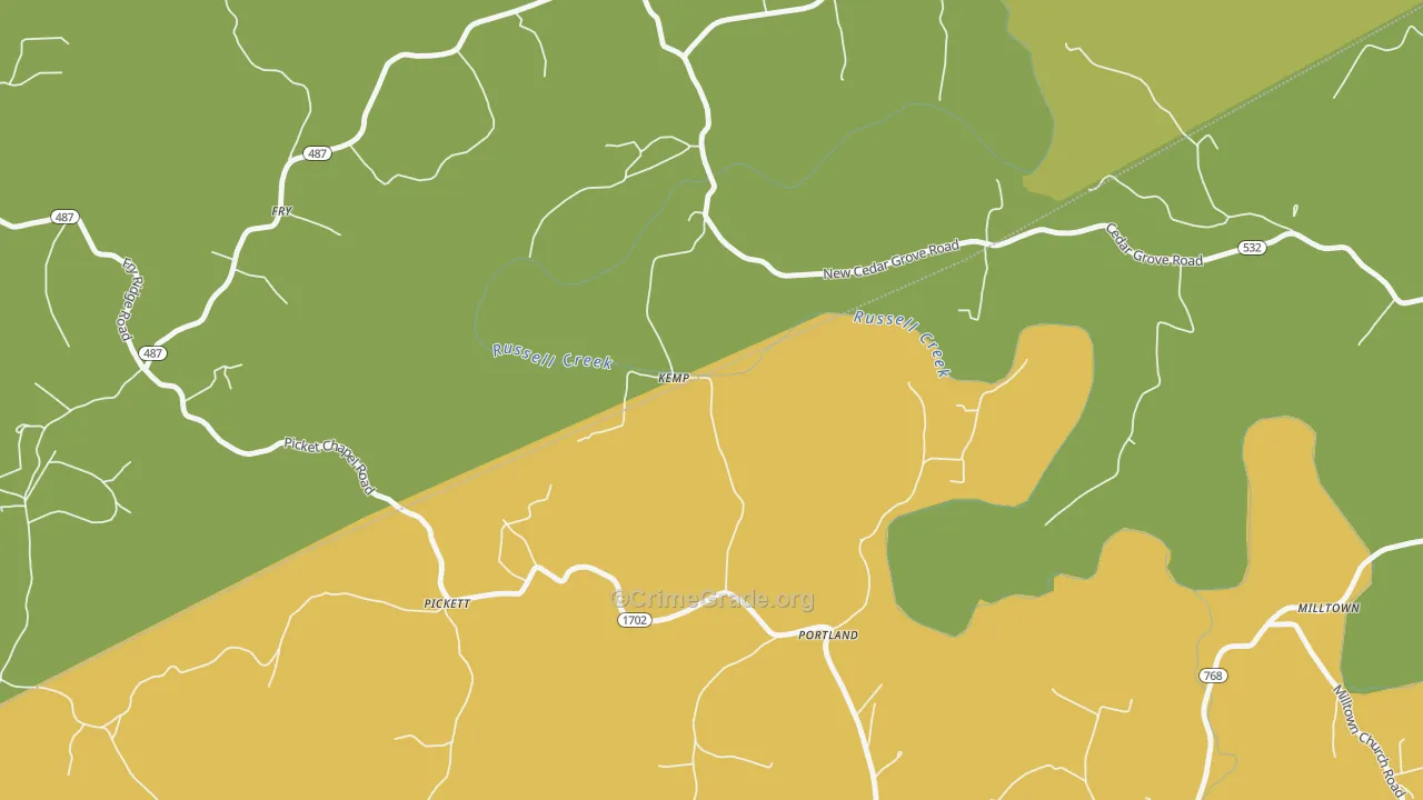Kemp, KY Map of Vehicle Theft Rates