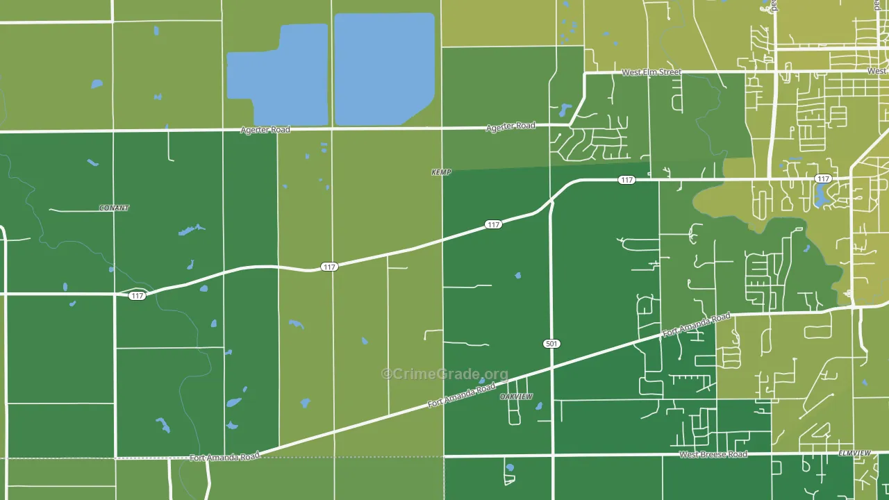 Kemp, OH Map of Vehicle Theft Rates