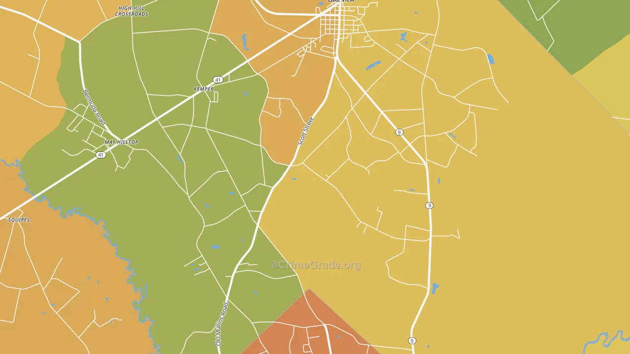 Kemper, SC Map of Vehicle Theft Rates