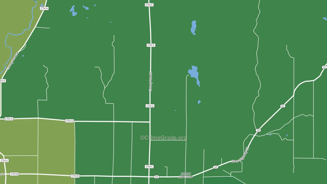 Kempster, WI Map of Vehicle Theft Rates