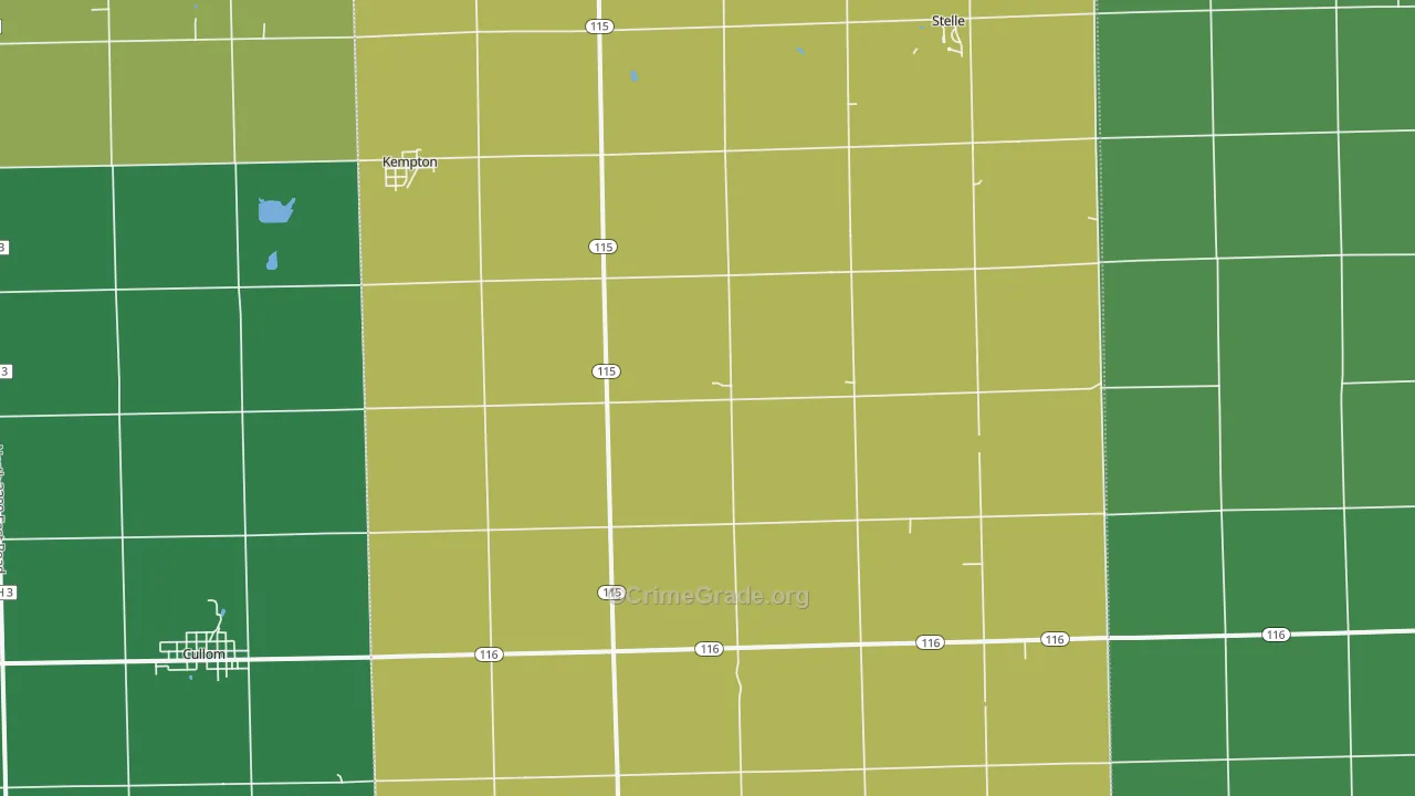 Kempton, IL Map of Vehicle Theft Rates