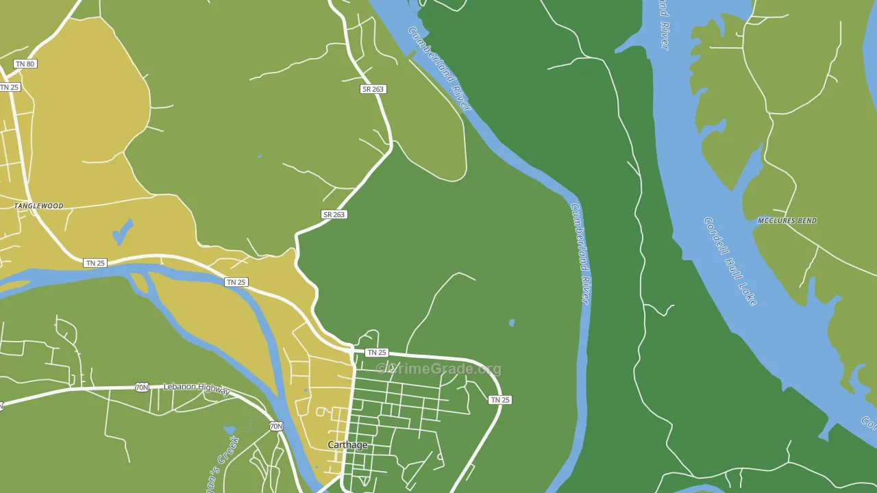 Kempville, TN Map of Vehicle Theft Rates