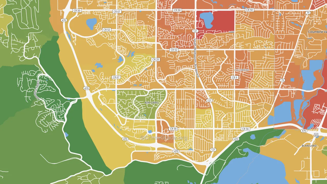 Ken Caryl, CO Map of Vehicle Theft Rates