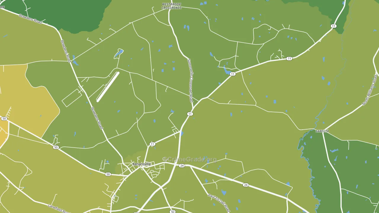 Kenansville, NC Map of Vehicle Theft Rates