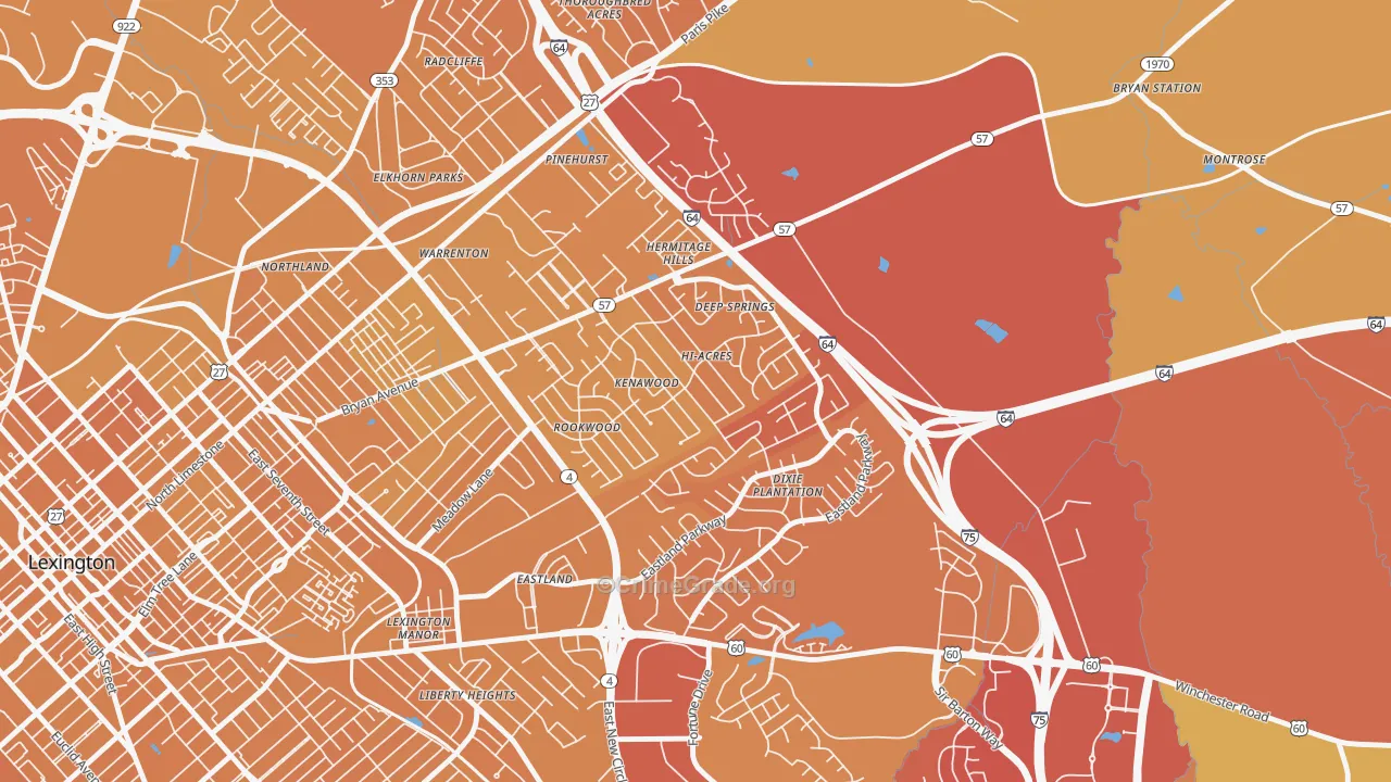 Kenawood-Rockwood, Lexington, KY Map of Vehicle Theft Rates