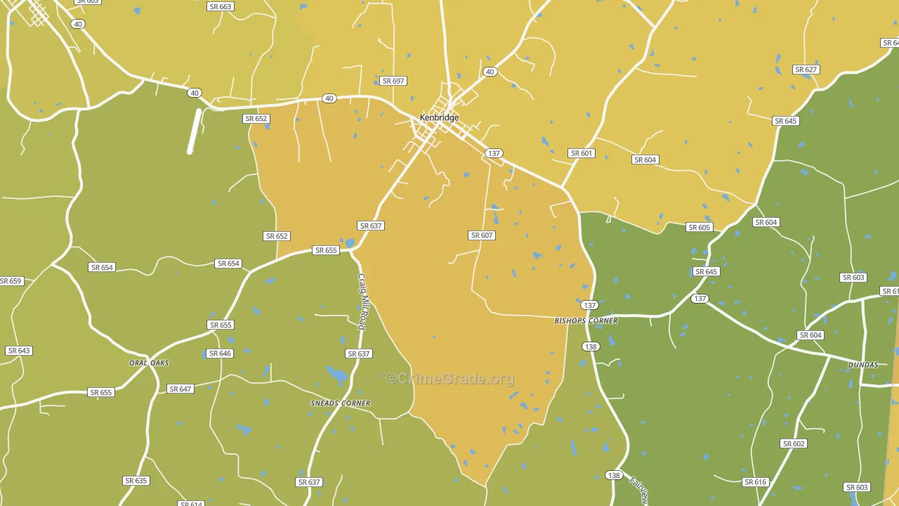 Kenbridge, VA Map of Vehicle Theft Rates