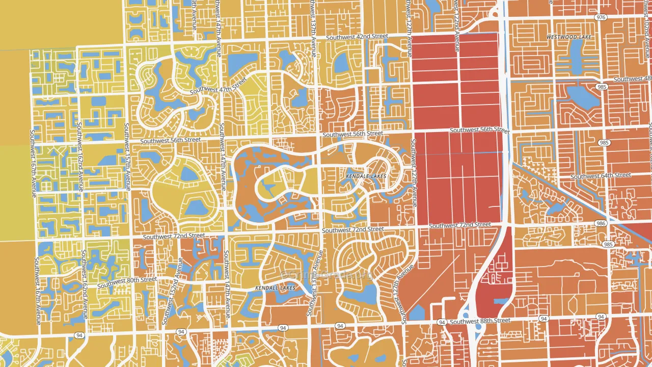 Kendale Lakes, FL Map of Vehicle Theft Rates