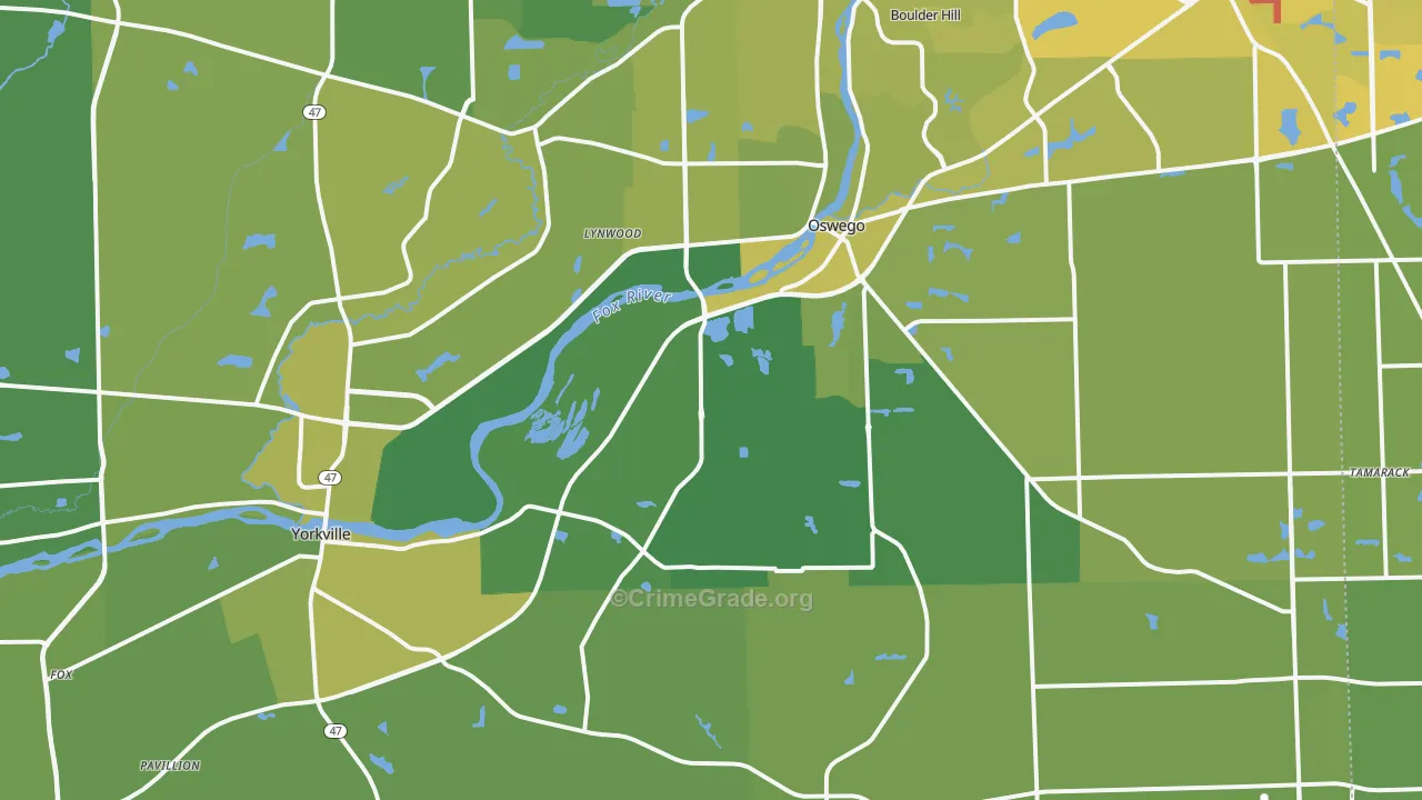 Kendall County, IL Map of Vehicle Theft Rates