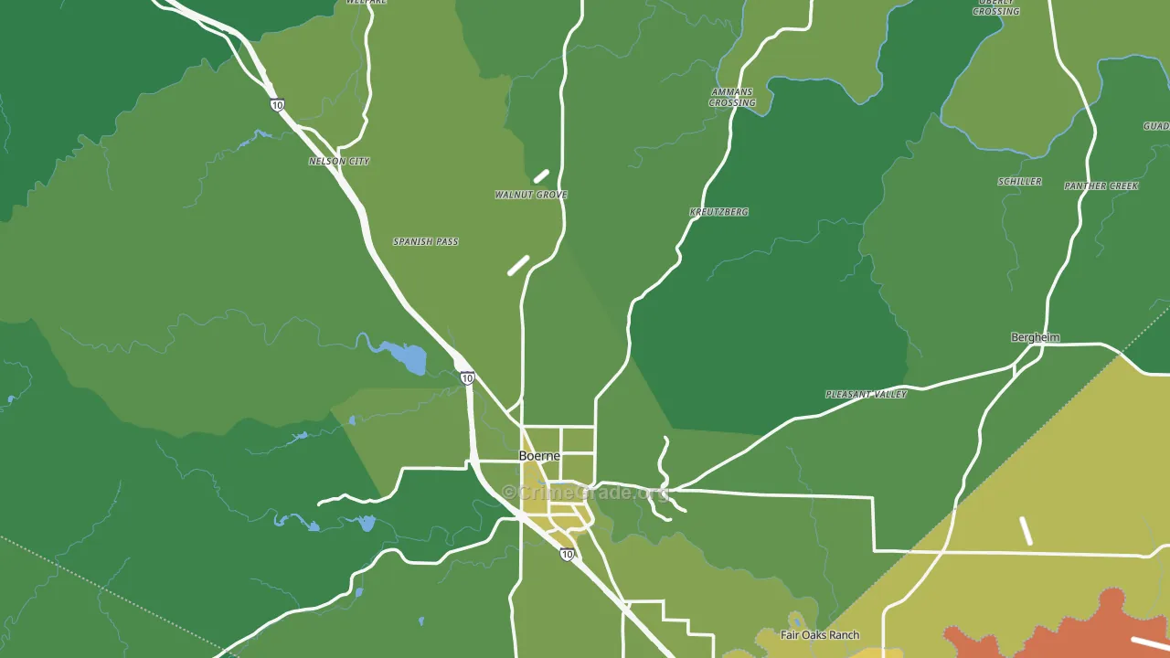 Kendall County, TX Map of Vehicle Theft Rates