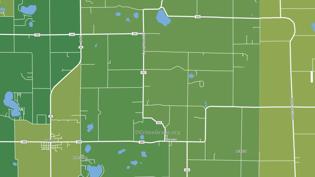 Kendall, MI Map of Vehicle Theft Rates